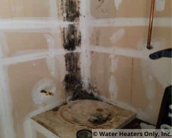 the old leaking water heater has caused quite a bit of mold